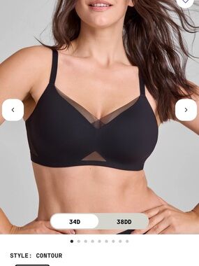 Honeylove Contour Wireless Bra in Black with Sheer Mesh Trim